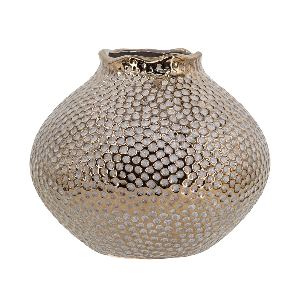 花瓶・フラワーベース 槌目ブロンズフラワーベース 幅21cm | デコレーション,花瓶