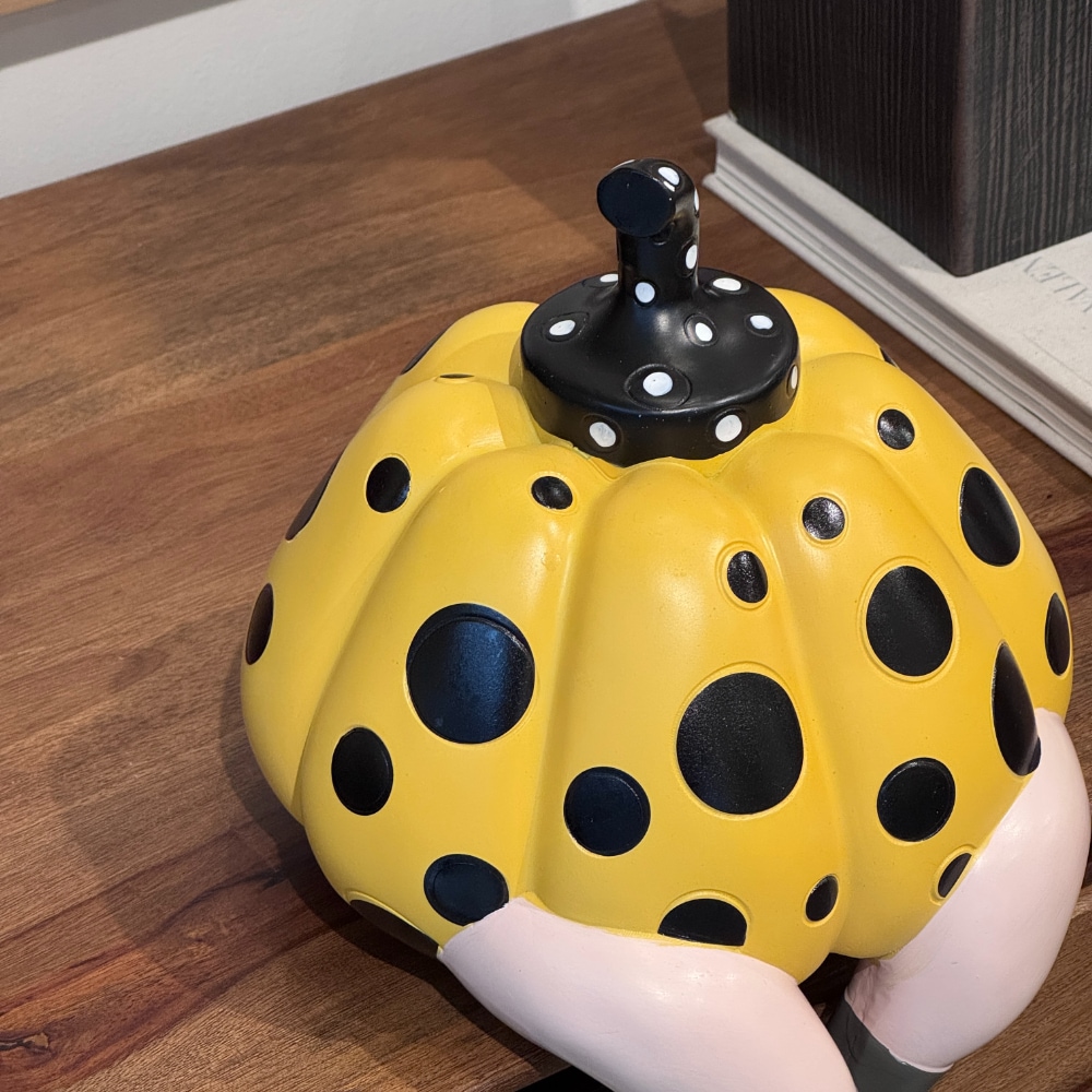 ドット柄 パンプキンドールオブジェ イエロー 高さ26cm ドット柄 パンプキンドールオブジェ イエロー 高さ26cm