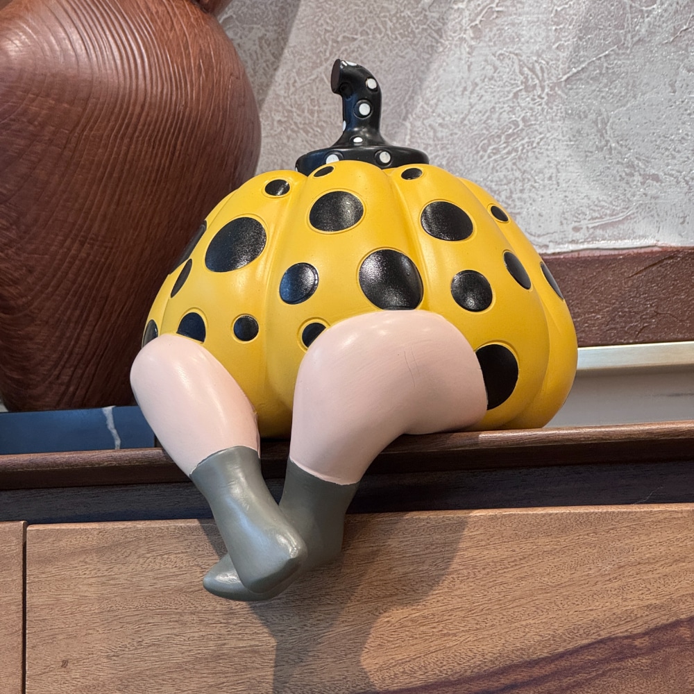 ドット柄 パンプキンドールオブジェ イエロー 高さ26cm