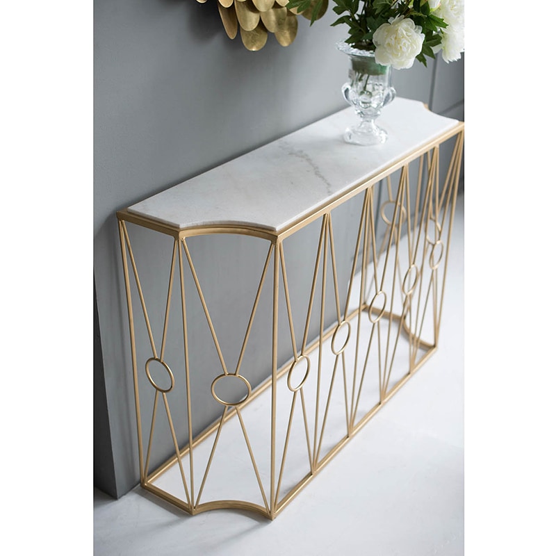 大理石×ゴールドアイアン コンソールテーブル 幅120cm | 家具,テーブル