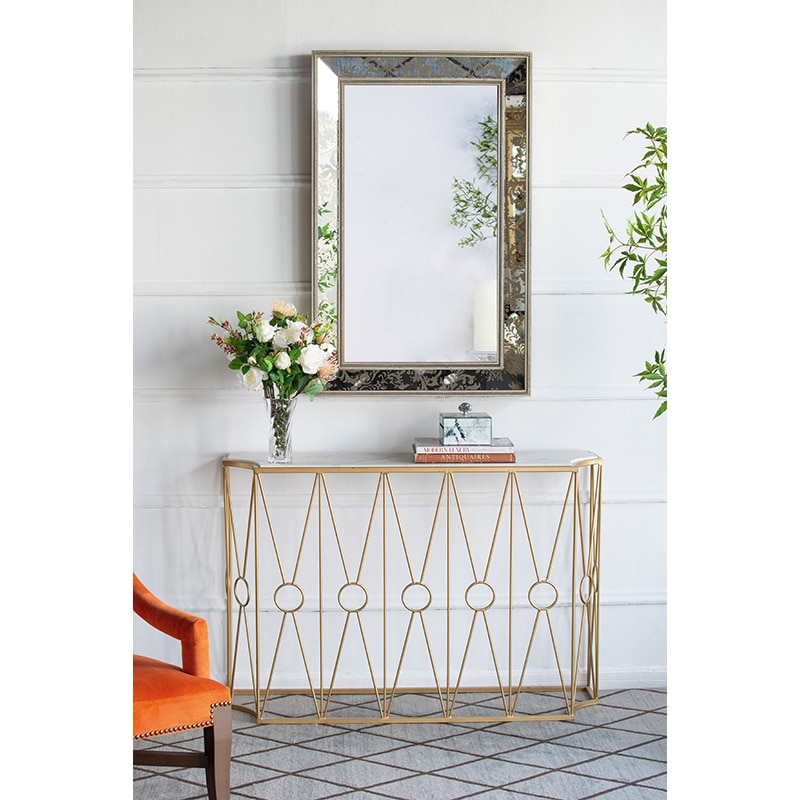 大理石×ゴールドアイアン コンソールテーブル 幅120cm | 家具,テーブル
