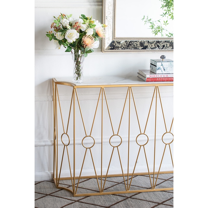大理石×ゴールドアイアン コンソールテーブル 幅120cm | 家具,テーブル