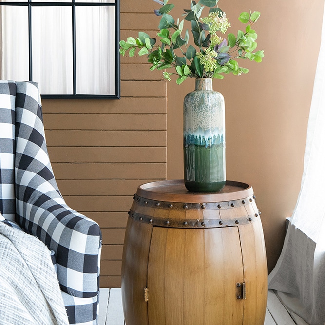 樽型ワインラック×サイドテーブル 木製 アメリカンヴィンテージ風