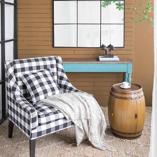 樽型ワインラック×サイドテーブル 木製 アメリカンヴィンテージ風