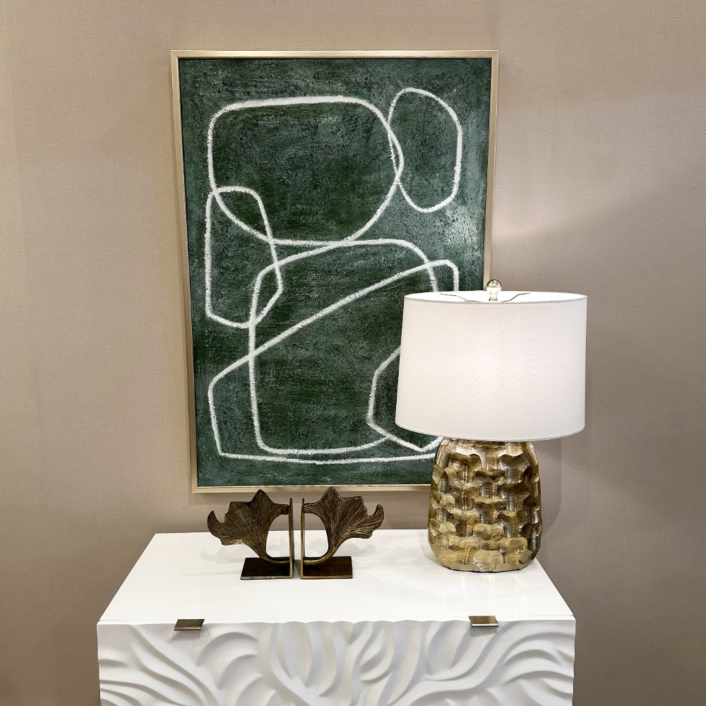 アートフレーム グリーンxホワイトライン 73×103cm 縦横設置可