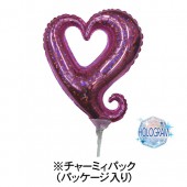 風船 バルーン 誕生日 結婚式 バースデー ウェディング ハート チャーミィパック ミニSHP チェーンオブハート ホログラムピンク スティックバルーン 【おもちゃ_ゲーム_パーティー_バルーン_風船