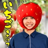 いちご キャップ かぶりもの イチゴ マスク 果物 被り物 マラソン 衣装 仮装 コスプレ 着ぐるみ
