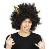 鬼 かつら 黒鬼 アフロ 角付きハイパーアフロ 鬼 かつら 節分