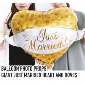 風船 バルーン バルーンフォトプロップス ジャイアントジャスト マリッド ハート アンド ダブズ SNS 写真 投稿 インスタ facebook 誕生日 お誕生日会 birthday バースデー|風船