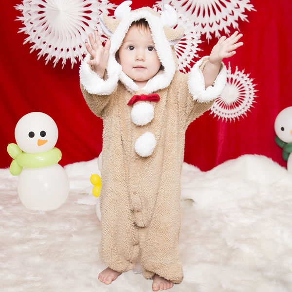 トナカイ着ぐるみ コスプレ ベビー キッズ コスチューム マシュマロトナカイ Baby 80 サイズ 子供 衣装 クリスマス ベビー服 ベビー用品 男の子 女の子 クリパ 子供用クリスマス コスチューム お祭りコム
