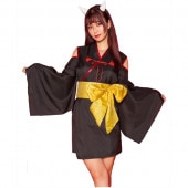 鬼 着物 コスプレ 衣装 妖怪 ハロウィン コスチューム 仮装 黒 鬼x着物