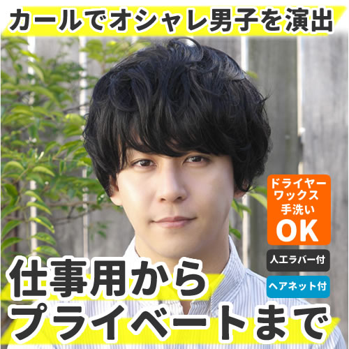 ウィッグ メンズ パーマ カール 黒髪 自然 ショート 耐熱 ツイストマッシュ スタンダードブラック おしゃれ かっこいい かつら 男性 医療用 フルウィッグ ウィッグ メンズ 耐熱 お祭りコム