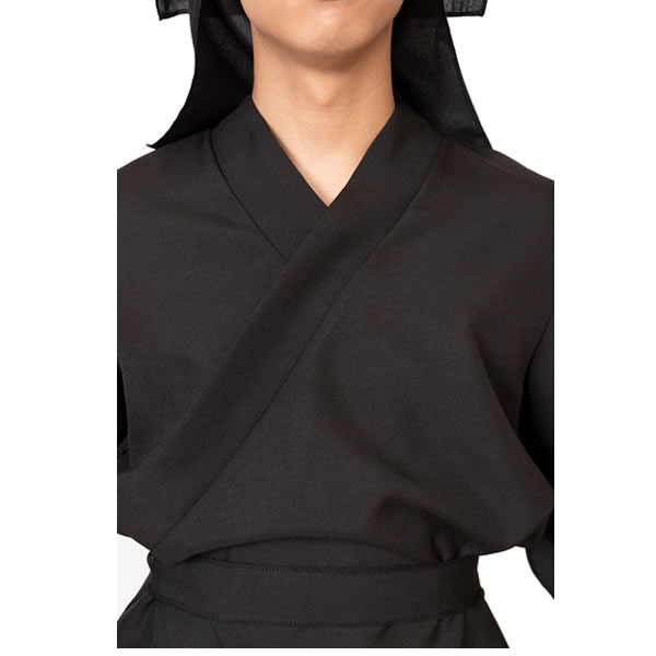 黒子 衣装 コスプレ 仮装 コスチューム 頭巾 上着 帯 パンツ レッグカバー 舞台 時代劇 劇団 劇 時代劇 衣装 お祭りコム