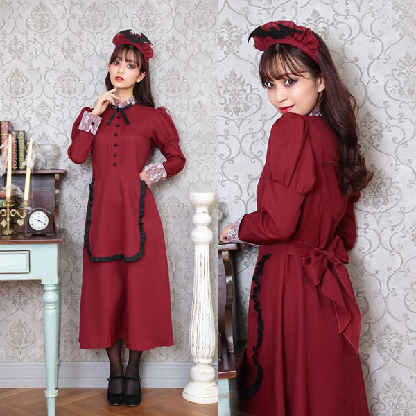 洋館メイド 衣装 クラシック メイド服 ロング クラシカル コスプレ 長袖 可愛い メイド 衣装 女性用ハロウィンコスチューム お祭りコム