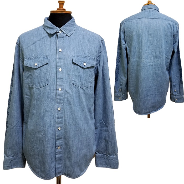 50%OFF】roar ロアー デニムシャツ ブルー 6.5oz SLUB DENIM BASIC