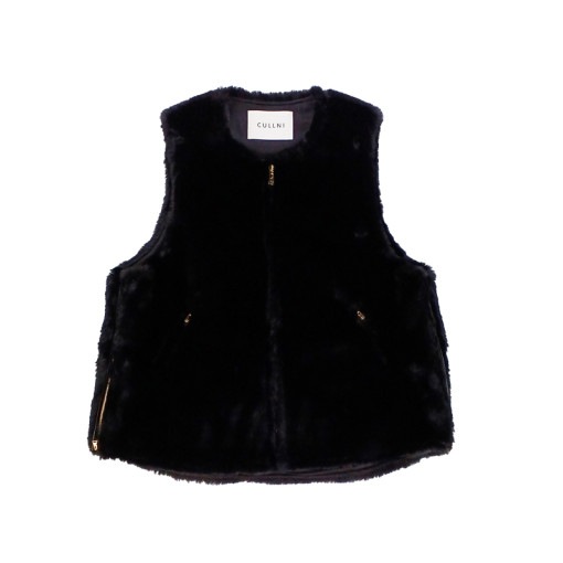 CULLNI  Side Open Eco Fur Zip Vest BLACK 22-AW-017