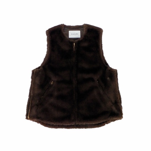 CULLNI クルニ Side Open Eco Fur Zip Vest DARK BROWN 22-AW-017|ARCHIVE 完売商品