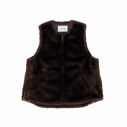 CULLNI  Side Open Eco Fur Zip Vest DARK BROWN 22-AW-017