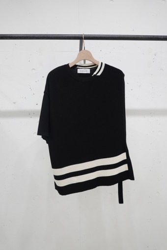 【23SS】CULLNI クルニ  Asymmetric Sleeve Side Open Knit　BLACK 23-SS-040|ARCHIVE 完売商品