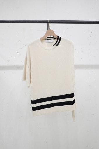 CULLNI クルニ  Asymmetric Sleeve Side Open Knit　ECRU 23-SS-040|ARCHIVE 完売商品