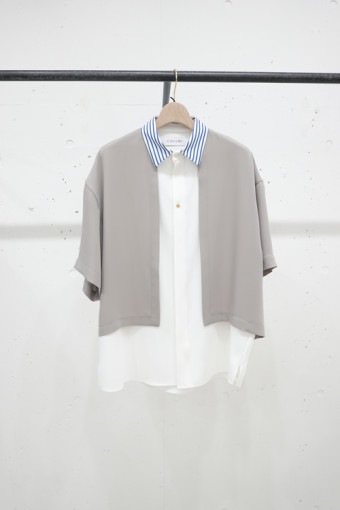 【23SS】CULLNI クルニ Color Blocking Layered Front Short Sleeve Shirt　LIGHT GRAY 23-SS-037B|ARCHIVE 完売商品