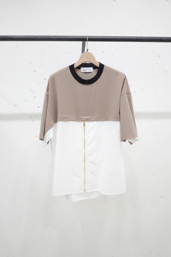CULLNI クルニ Shirt Cloth Combination Pullover　GREIGE x WHITE 23-SS-030|ARCHIVE 完売商品