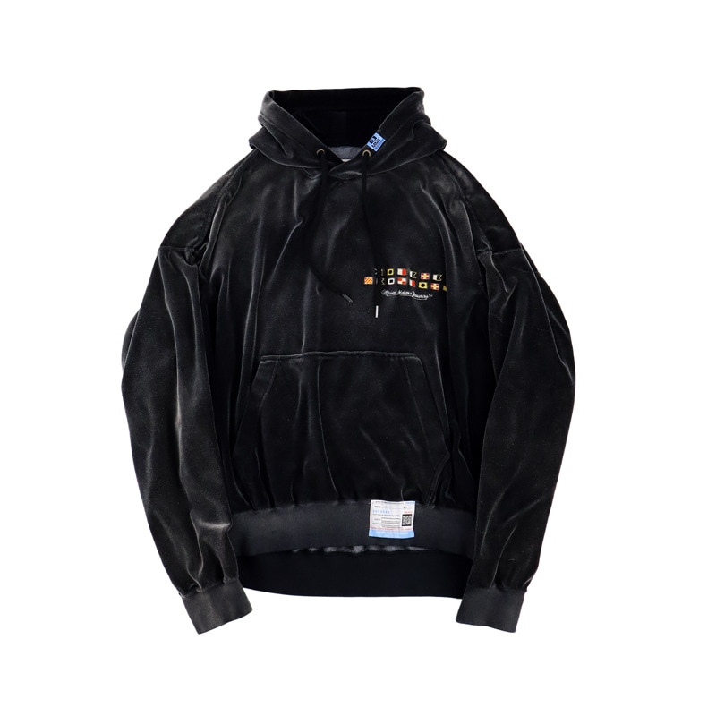 【ドンドン見直し】美品□メゾンミハラヤスヒロ 23AW A11HD581 Wide Back Velour Hoodie 国旗刺繍 ベロアパーカー 48 日本製 正規品 23AW】Maison MIHARA YASUHIRO メゾン ミハラヤスヒロ Wide Back