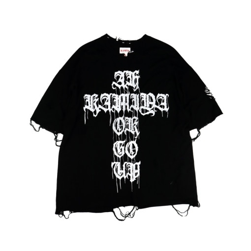 【24SS】KAMIYA カミヤ PRINTED KNIT TEE ブラック G12TS051|ARCHIVE 完売商品