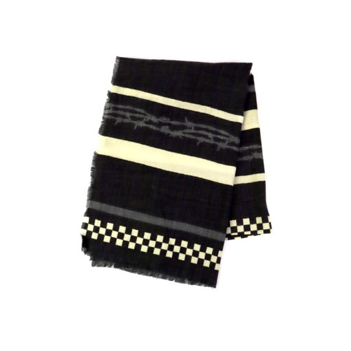 【24AW】 UNDERCOVER MEN'S PRE-COLLECTION アンダーカバーメンズプレコレクション ウールビエラワイヤーチェッカーストール ブラック UP2D4S02