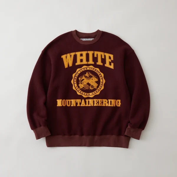 30％OFF】White Mountaineering COLLEGE LOGO SWEAT SHIRT BURGUNDY 