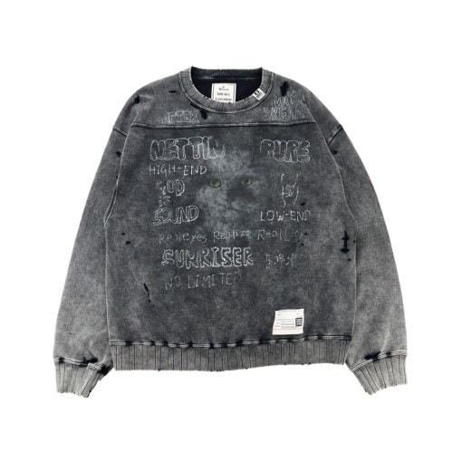 24AWMaison MIHARA YASUHIRO ᥾ ߥϥ䥹ҥ Distressed Sweatshirt ֥å A13PO552