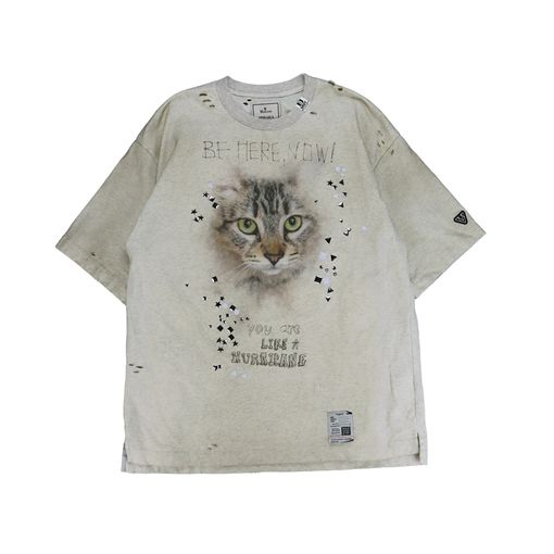 25AWMaison MIHARA YASUHIRO ᥾ ߥϥ䥹ҥ Cat Printed Embellished Distressed T-shirt 졼 J15TS752