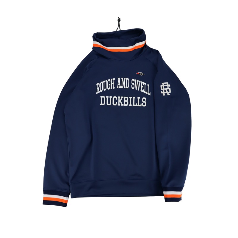 ラフアンドスウェル スウェット クルーネック ネイビー ブルー バックロゴ rough&swell ラフアンドスウェル TRICOLOR OFF TURTLE タートルネック