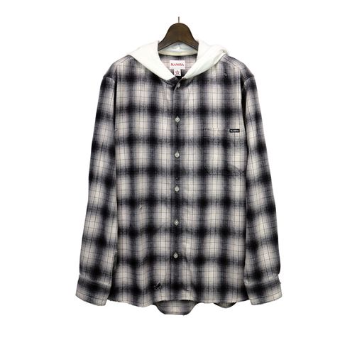 【25AW】KAMIYA カミヤ Hooded Check Shirt グレー G15SH055