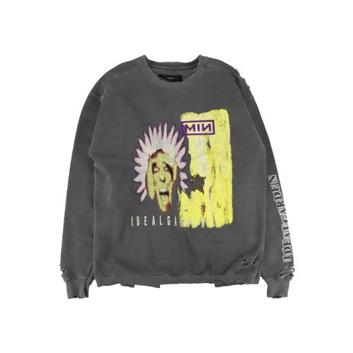 25AWMINUS ޥʥ Bootleg DIY Crew Sweat With Damaged(COORDINATE) AGED BLACK M-P2-BG8