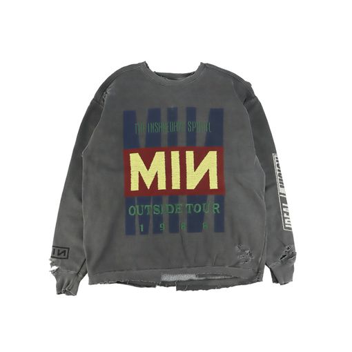 25AWMINUS ޥʥ Bootleg DIY Crew Sweat With Damaged(OUTSIDE TOUR) AGED BLACK M-P2-BG9