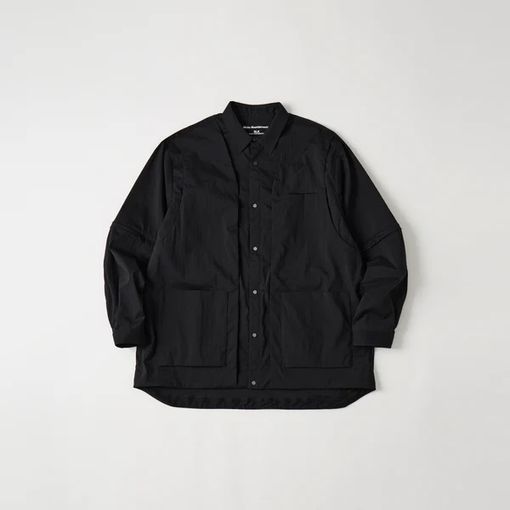 [26SS]White Mountaineering  �ۥ磻�ȥޥ���ƥ˥���� ZIP OFF LAYERED SHIRT BLACK BK2671103