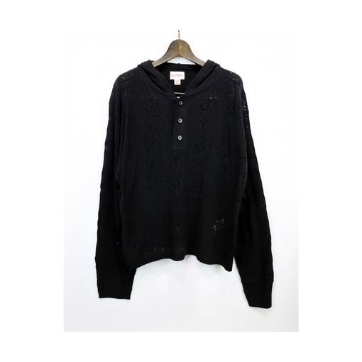 ��26SS��KAMIYA ���ߥ� Silk Lace Knit Hoodie �֥�å� G16HD060