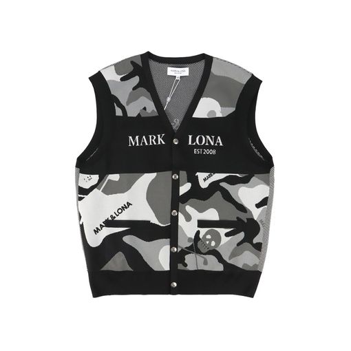 ��26SS��MARK&LONA �ޡ�������ɥ��� Gauge Camouflage Knit Vest | MEN  �٥��� �֥�å� MLM-6A-AB02