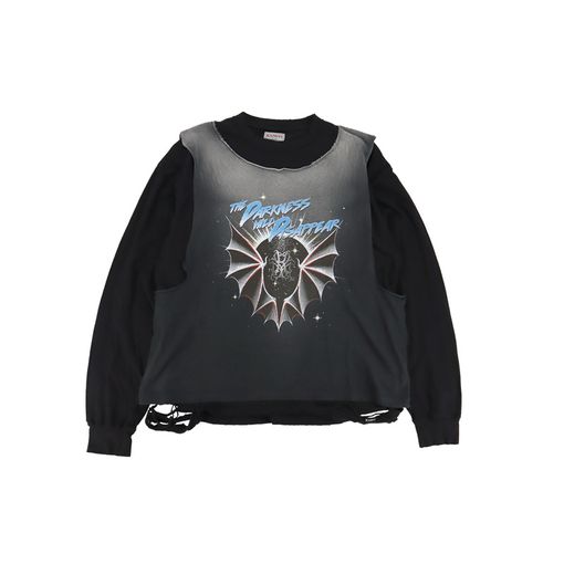 ��26SS��KAMIYA ���ߥ� "THE DARKNESS WILL DISAPPEAR" Docking Long-Sleeve T-shirt �֥�å� G16LT077