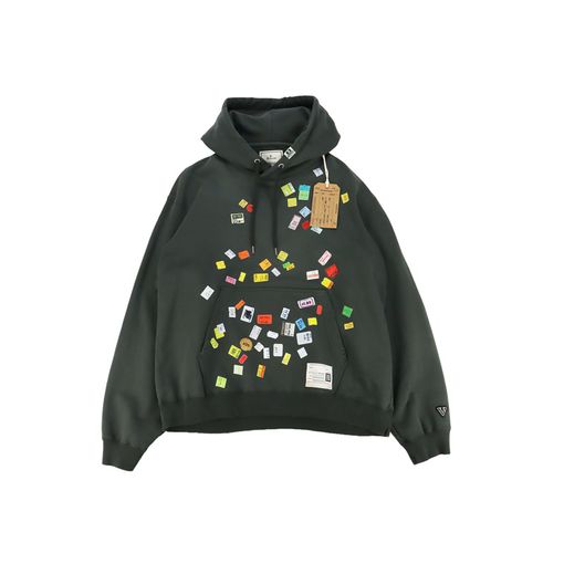 ��26AW��Maison MIHARA YASUHIRO �᥾�� �ߥϥ�䥹�ҥ� Price Tag Sticker Printed Hoodie �֥�å� A17HD551