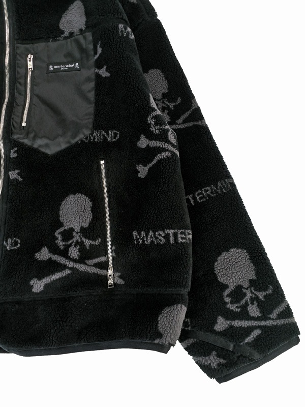 SALEmastermind JAPAN ޥޥɡѥALL OVER SKULL LOGO SHERPA ZIP UP HOODIE MJ22E09-BL054 ֥å