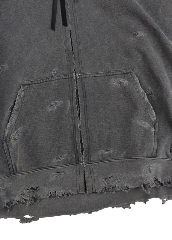 MINUS �ޥ��ʥ� Bootleg Zip Up Hoodie With Damaged(SIN) AGED BLACK M-P1-BG1