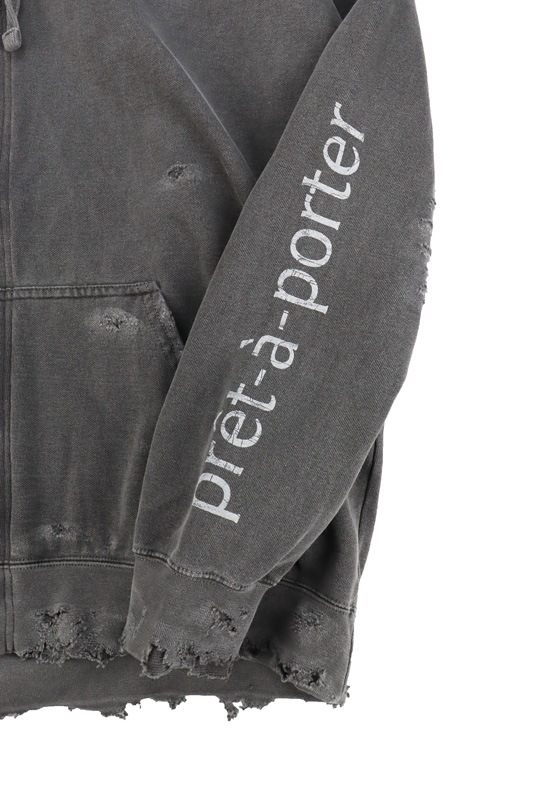 MINUS �ޥ��ʥ� Bootleg Zip Up Hoodie With Damaged(SIN) AGED BLACK M-P1-BG1