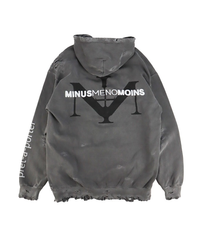 MINUS �ޥ��ʥ� Bootleg Zip Up Hoodie With Damaged(SIN) AGED BLACK M-P1-BG1