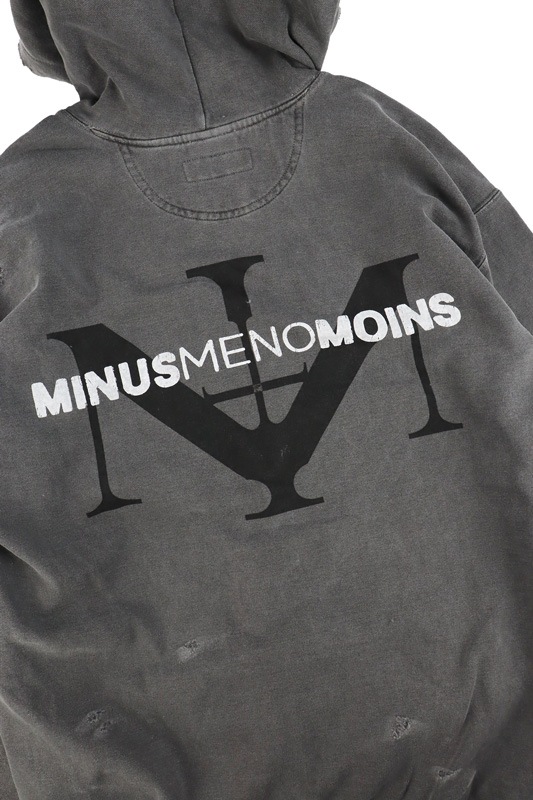 MINUS �ޥ��ʥ� Bootleg Zip Up Hoodie With Damaged(SIN) AGED BLACK M-P1-BG1
