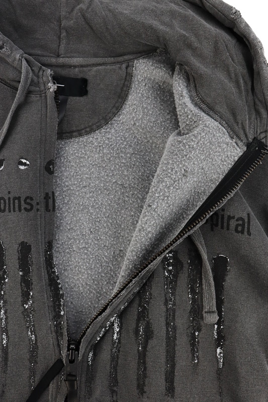 MINUS マイナス Bootleg Zip Up Hoodie With Damaged(SHINE) AGED