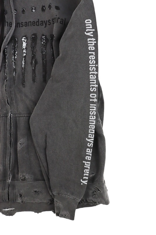 MINUS マイナス Bootleg Zip Up Hoodie With Damaged(SHINE) AGED 