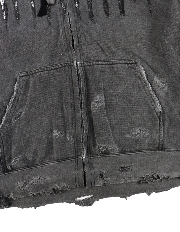 MINUS マイナス Bootleg Zip Up Hoodie With Damaged(SHINE) AGED