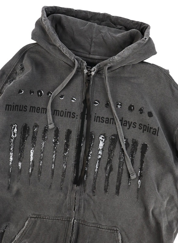 MINUS マイナス Bootleg Zip Up Hoodie With Damaged(SHINE) AGED